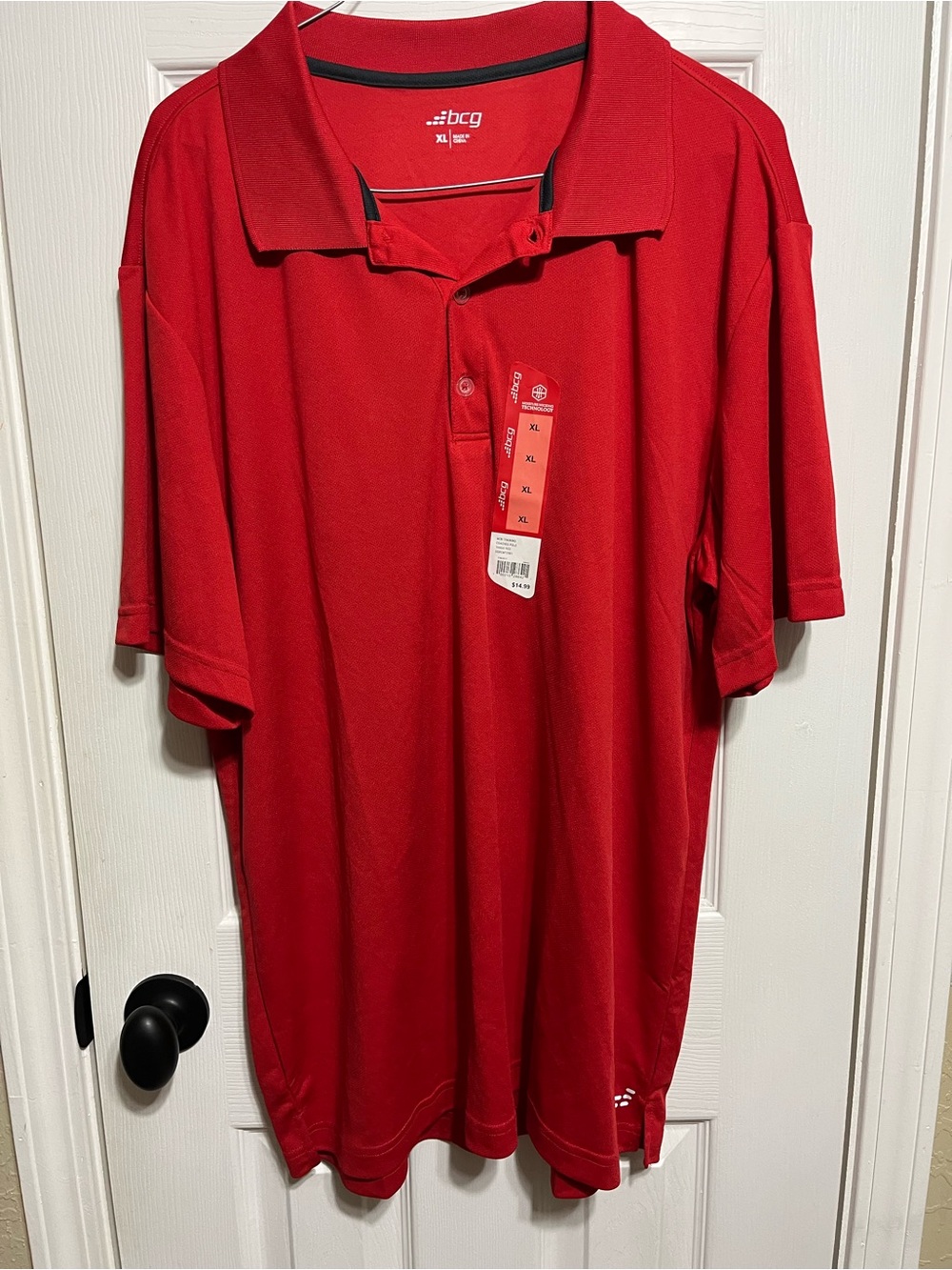 bcg Red Polo Shirt with Contrast Trim - Men's XL